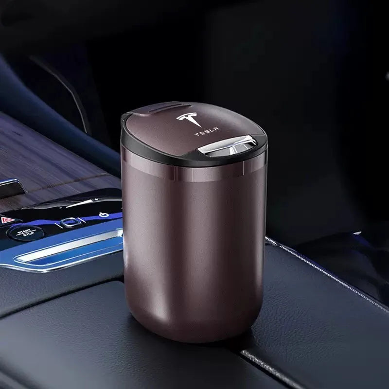 Car Ashtray Cigarette Butt Holder Container Accessories for Tesla Model 3 Model S Model X Y Portable One-Button Opening Car Ash