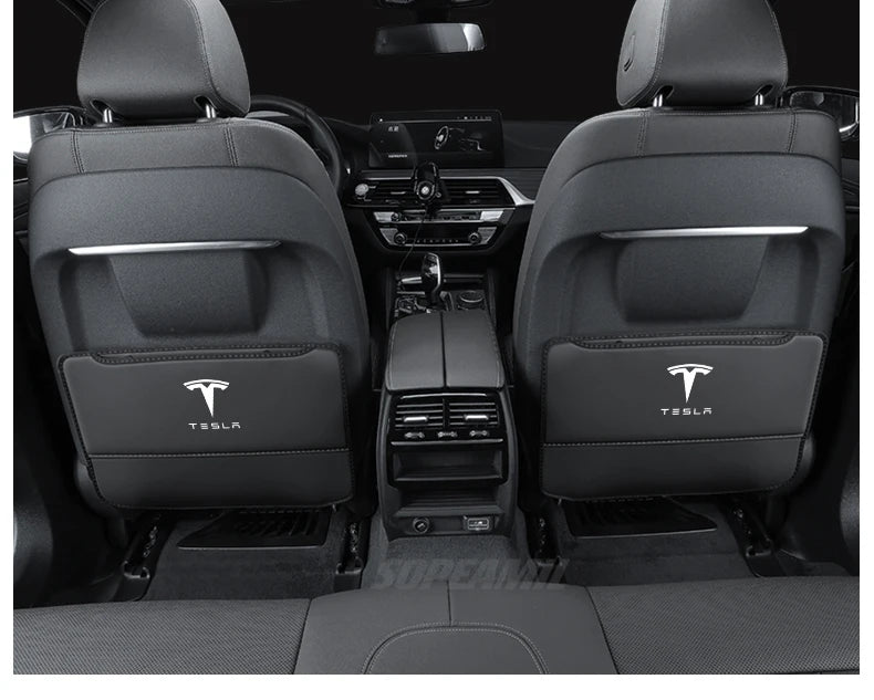 Car Seat Back Storage Bag Seat Rear Anti-wear Backrest Protection Anti-kick Pad For Tesla Model 3 Model Y Model S Model X