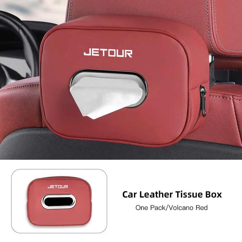 Car Tissue Box Car Interior Accessories For Chery Jetour X70 X70SM X90 X95 DASHING T2 T3 Leather Tissue Storage Bag Kleenex Case