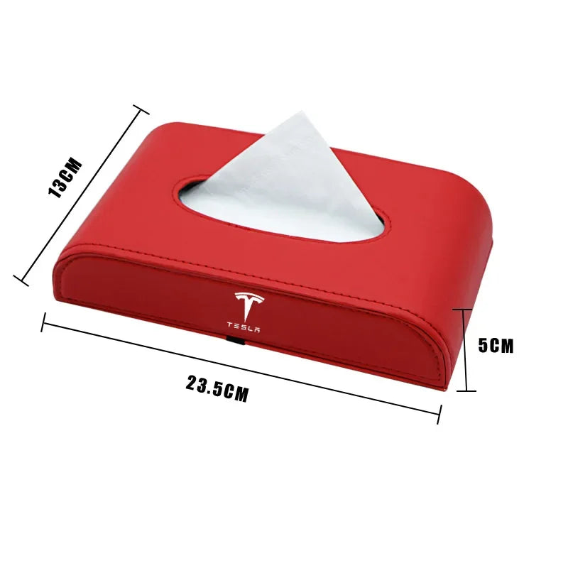 Car Armrest box Dashboard Block Type Tissue Box Leather Paper Box Holder For Tesla Model 3 S X Y Logo Car Styling Accessories