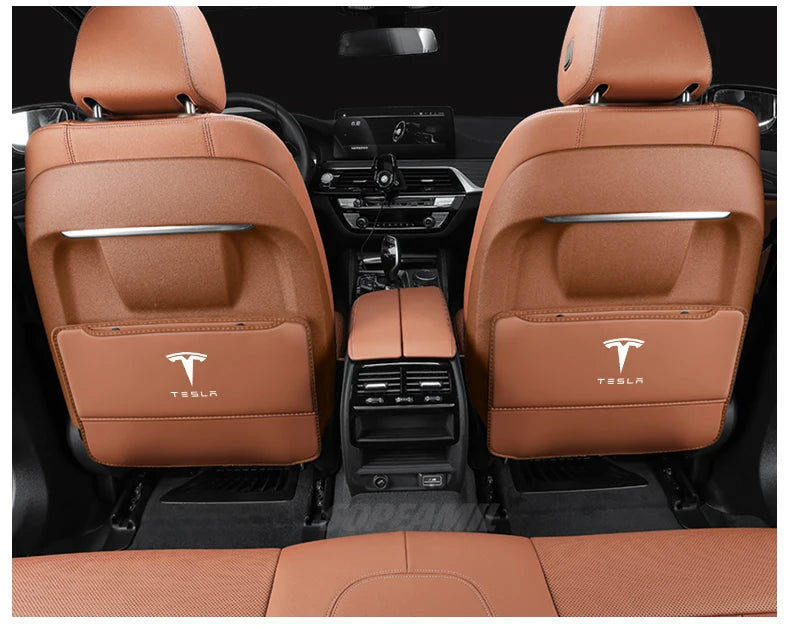 Car Seat Back Storage Bag Seat Rear Anti-wear Backrest Protection Anti-kick Pad For Tesla Model 3 Model Y Model S Model X