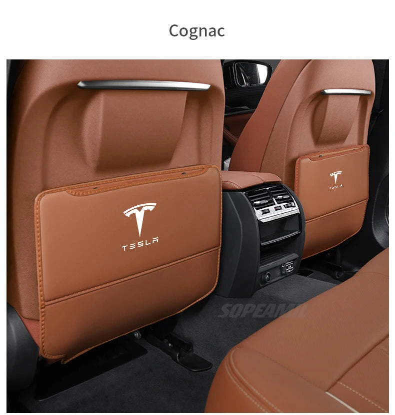 Car Seat Back Storage Bag Seat Rear Anti-wear Backrest Protection Anti-kick Pad For Tesla Model 3 Model Y Model S Model X