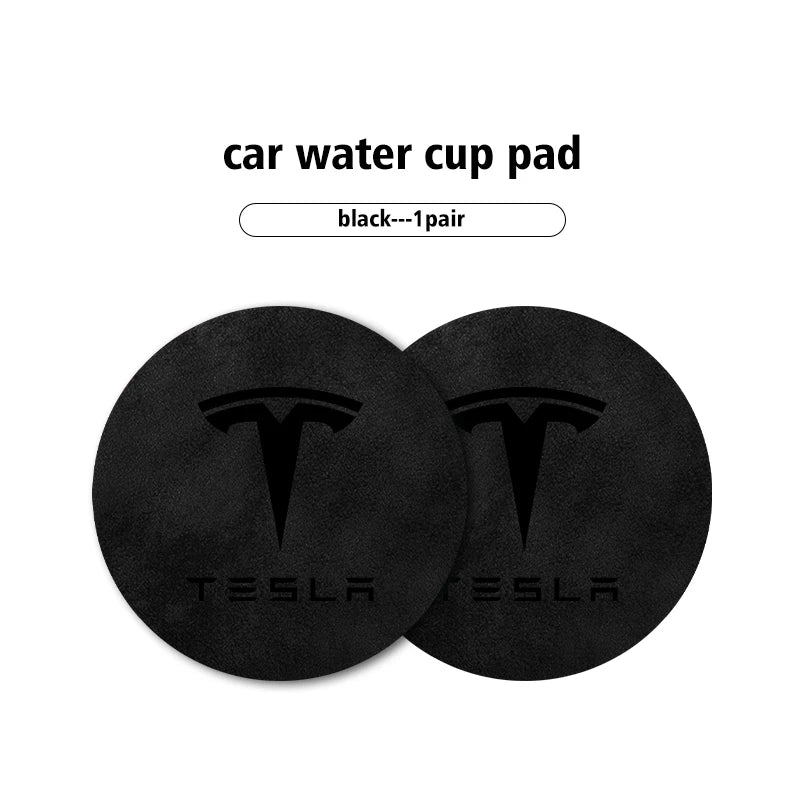 For Tesla Model 3 S Y X 2pcs Car Coaster Water Cup Bottle Holder Mat Anti-Slip Pad