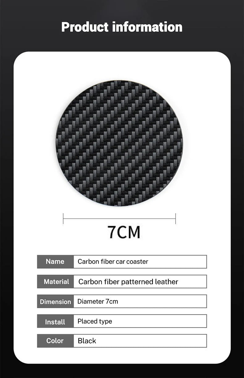 2Pcs Car Logo Carbon Leather Water Cup Pad Anti-noise Coaster Mat For Tesla Model 3 Model S X Y Roadster SpaceX Auto Accessories
