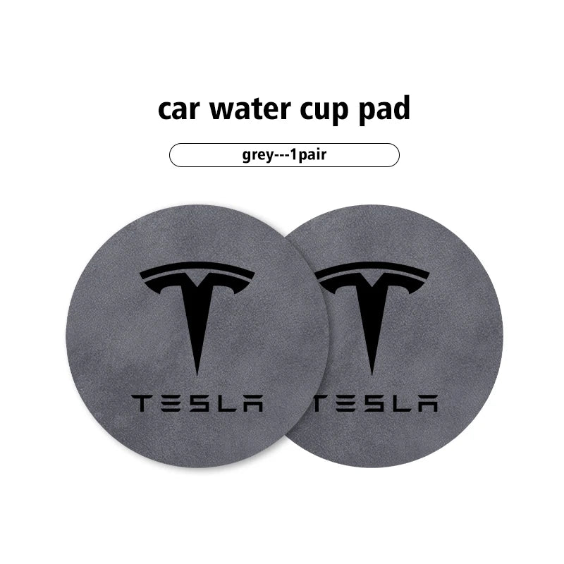 For Tesla Model 3 S Y X 2pcs Car Coaster Water Cup Bottle Holder Mat Anti-Slip Pad