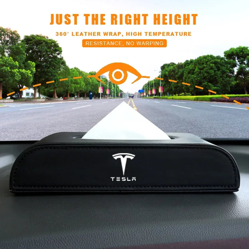 Car Armrest box Dashboard Block Type Tissue Box Leather Paper Box Holder For Tesla Model 3 S X Y Logo Car Styling Accessories