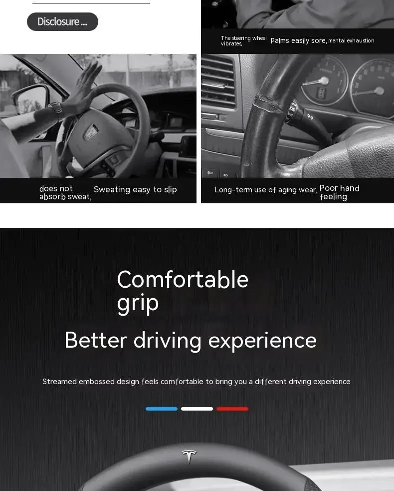 Car Steering Wheel Cover for Tesla Model 3 S Y Model X Roadster 2019-2025 Auto Interior Steering Wheel Accessories