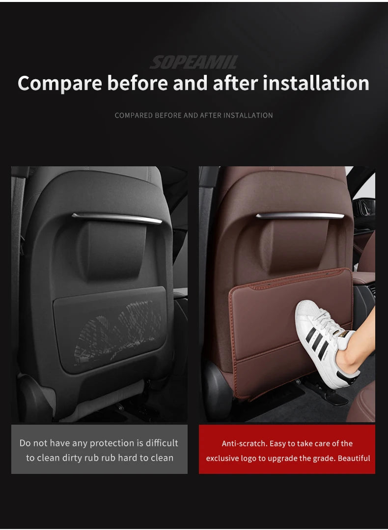 Car Seat Back Storage Bag Seat Rear Anti-wear Backrest Protection Anti-kick Pad For Tesla Model 3 Model Y Model S Model X