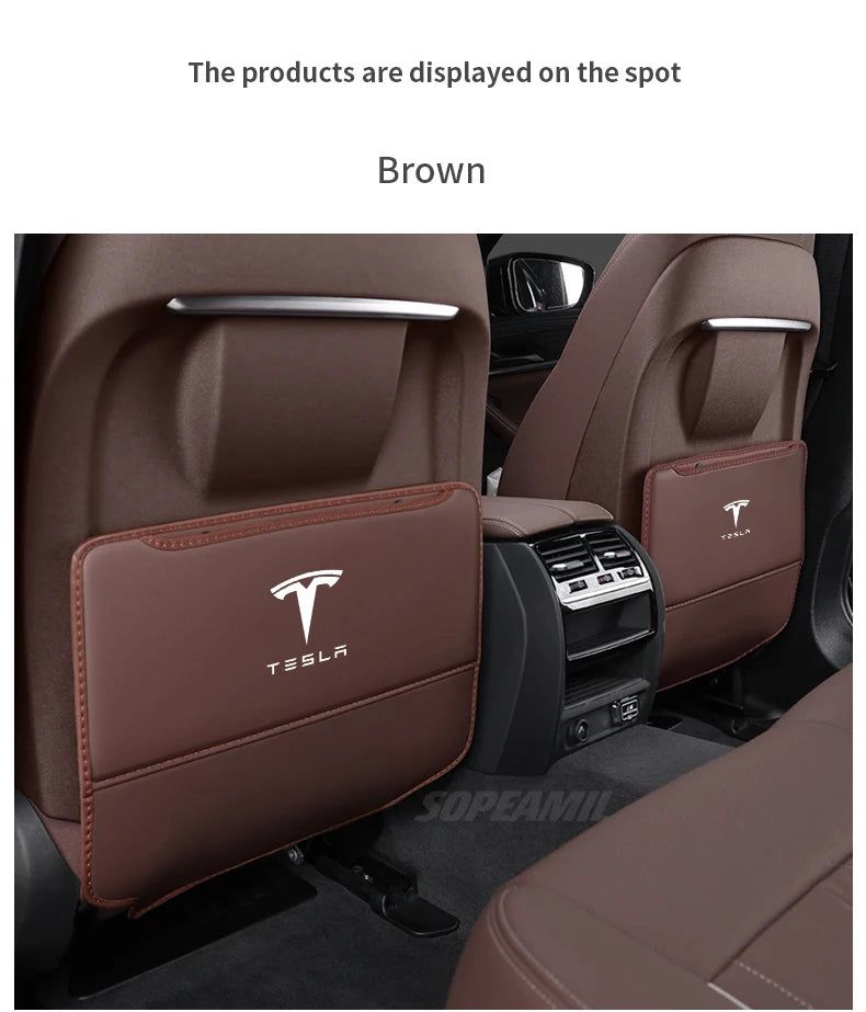 Car Seat Back Storage Bag Seat Rear Anti-wear Backrest Protection Anti-kick Pad For Tesla Model 3 Model Y Model S Model X