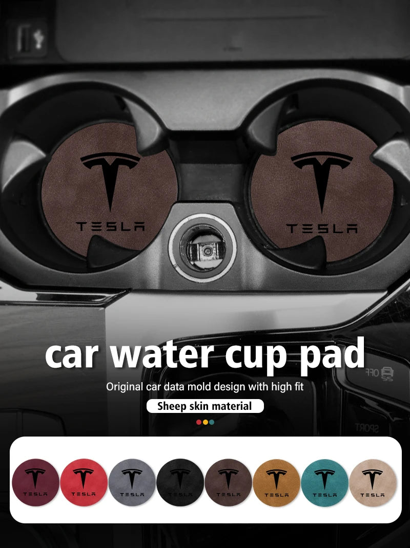 For Tesla Model 3 S Y X 2pcs Car Coaster Water Cup Bottle Holder Mat Anti-Slip Pad