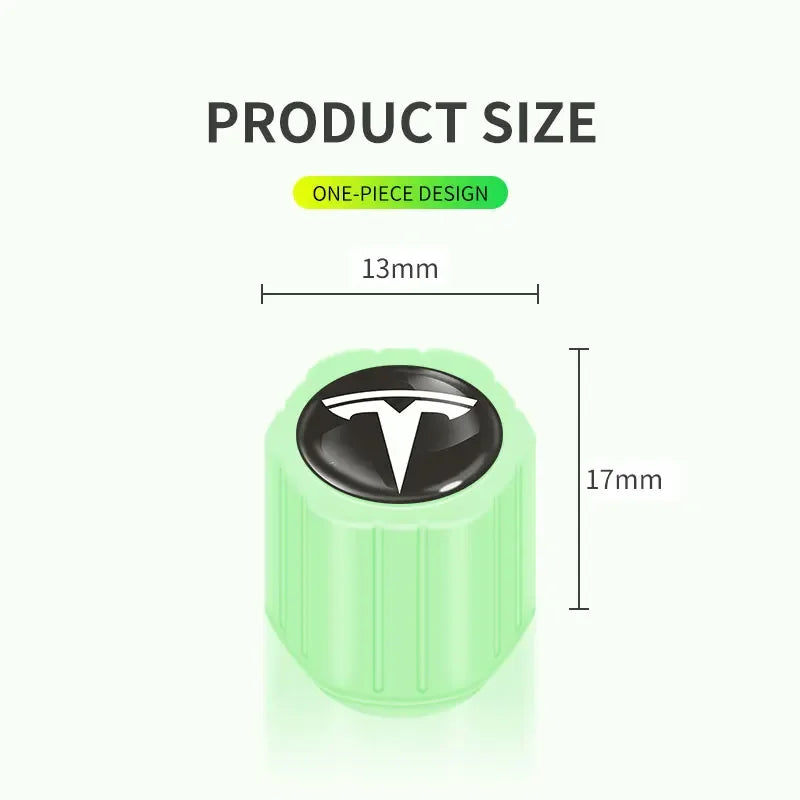 4Pcs Car Tire Valve Cap Luminous Valve Core Cover Universal For Tesla Logo Model 3 Model S Model X Model Y Roadster Bonina Coil