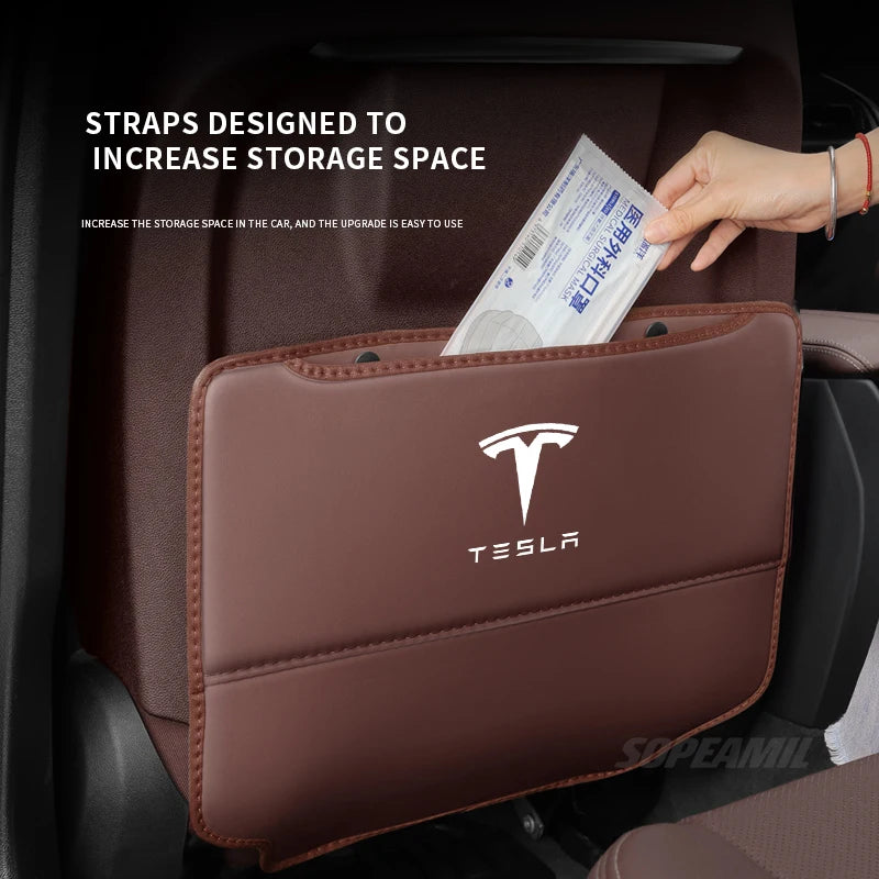 Car Seat Back Storage Bag Seat Rear Anti-wear Backrest Protection Anti-kick Pad For Tesla Model 3 Model Y Model S Model X