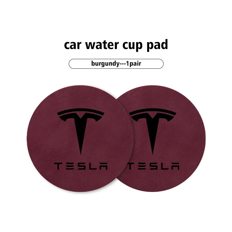 For Tesla Model 3 S Y X 2pcs Car Coaster Water Cup Bottle Holder Mat Anti-Slip Pad