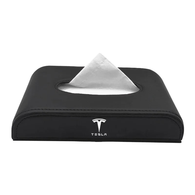 Car Armrest box Dashboard Block Type Tissue Box Leather Paper Box Holder For Tesla Model 3 S X Y Logo Car Styling Accessories