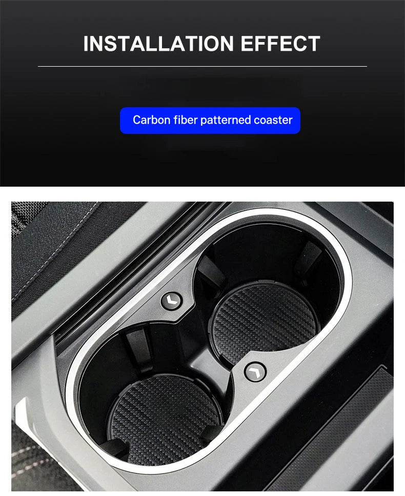 2Pcs Car Logo Carbon Leather Water Cup Pad Anti-noise Coaster Mat For Tesla Model 3 Model S X Y Roadster SpaceX Auto Accessories