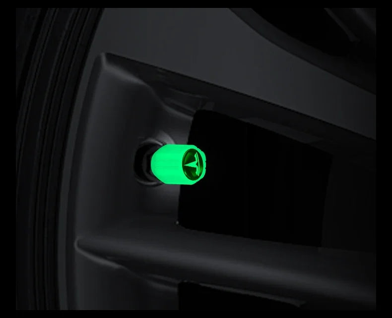 4Pcs Car Tire Valve Cap Luminous Valve Core Cover Universal For Tesla Logo Model 3 Model S Model X Model Y Roadster Bonina Coil