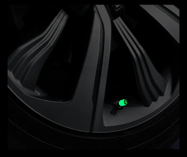 4Pcs Car Tire Valve Cap Luminous Valve Core Cover Universal For Tesla Logo Model 3 Model S Model X Model Y Roadster Bonina Coil