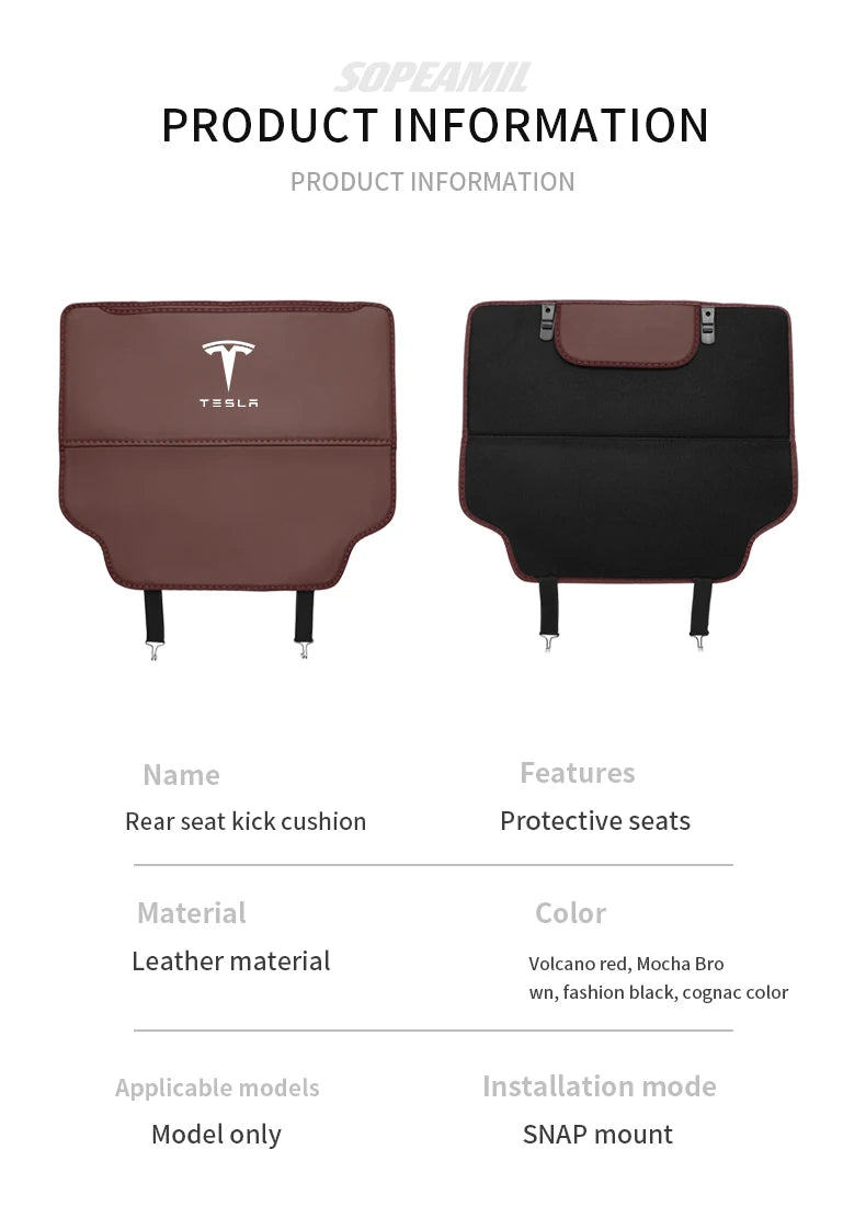 Car Seat Back Storage Bag Seat Rear Anti-wear Backrest Protection Anti-kick Pad For Tesla Model 3 Model Y Model S Model X