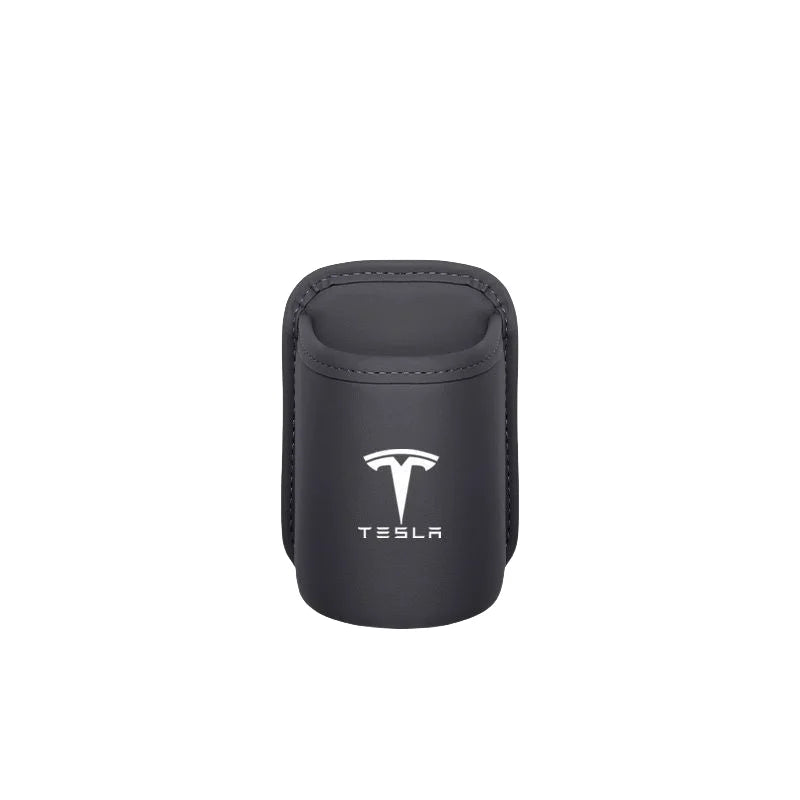 Leather Water Cup Storage Box By The Car Door And Beverage And On The Back Of The Seat For Tesla Model 3 Model S Model X Model Y