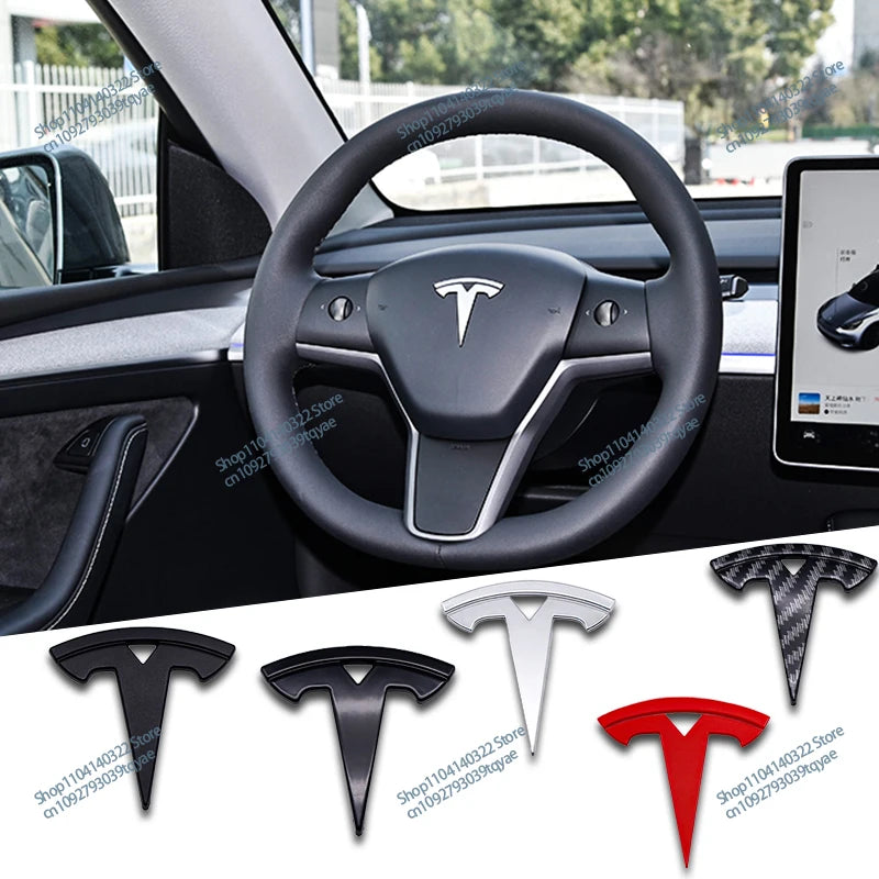 Car Styling Badge Car Steering Wheel Center Replacement Sticker For Tesla Model S X Y 3 Roadster Elantra Badge Decal Accessories