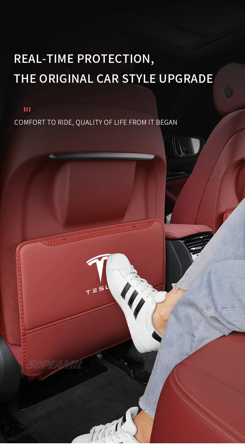 Car Seat Back Storage Bag Seat Rear Anti-wear Backrest Protection Anti-kick Pad For Tesla Model 3 Model Y Model S Model X