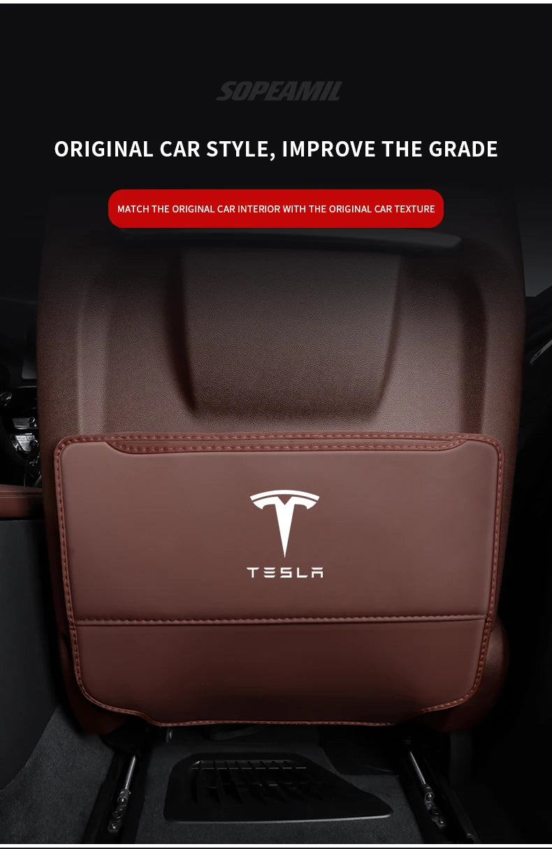 Car Seat Back Storage Bag Seat Rear Anti-wear Backrest Protection Anti-kick Pad For Tesla Model 3 Model Y Model S Model X