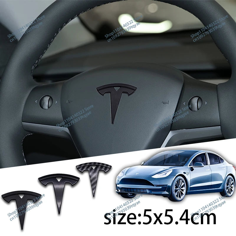 Car Styling Badge Car Steering Wheel Center Replacement Sticker For Tesla Model S X Y 3 Roadster Elantra Badge Decal Accessories