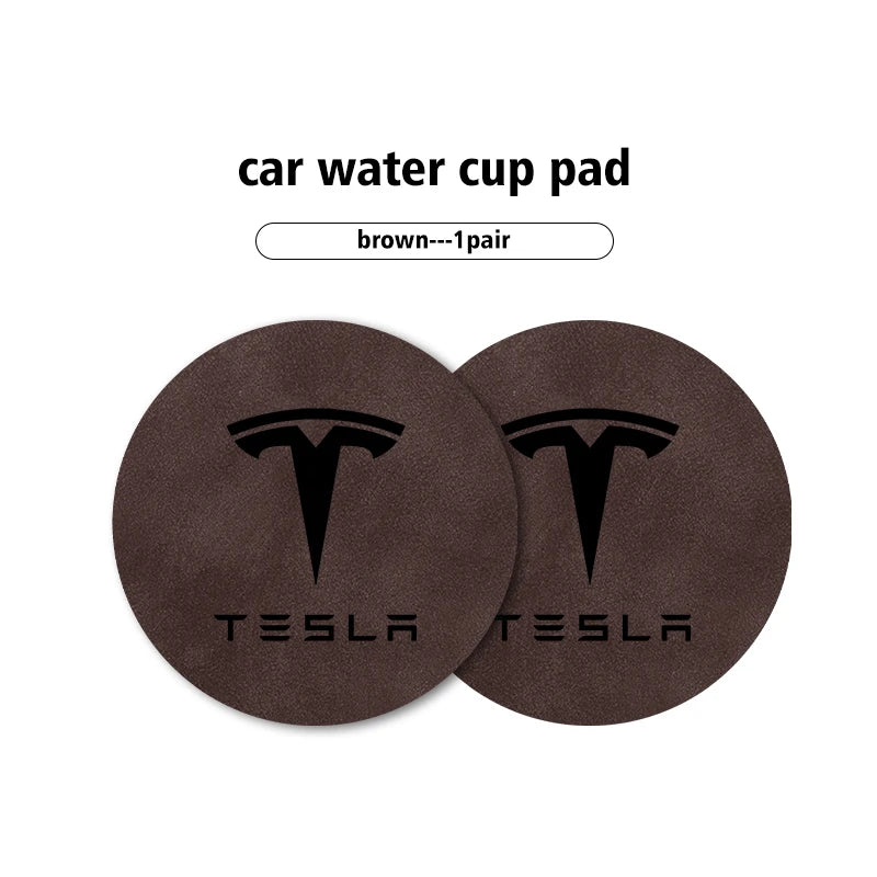 For Tesla Model 3 S Y X 2pcs Car Coaster Water Cup Bottle Holder Mat Anti-Slip Pad