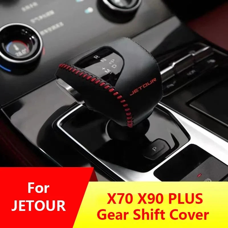 Fit Gearbox Stick Shift Collars Handle Protector Salon Gear Lever Cover Shifter Knob Leather Case For JETOUR X70 X90 PLUS