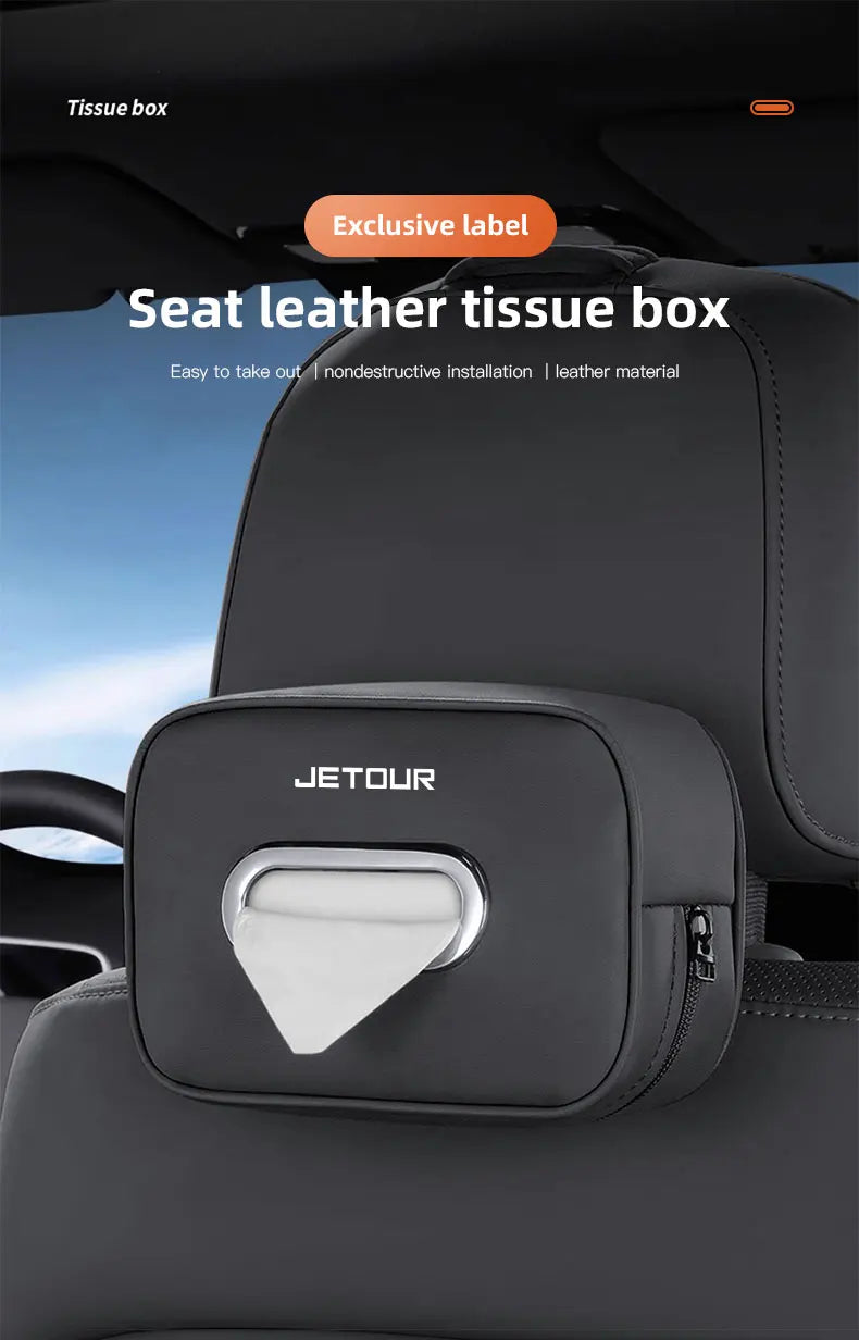 Car Tissue Box Car Interior Accessories For Chery Jetour X70 X70SM X90 X95 DASHING T2 T3 Leather Tissue Storage Bag Kleenex Case