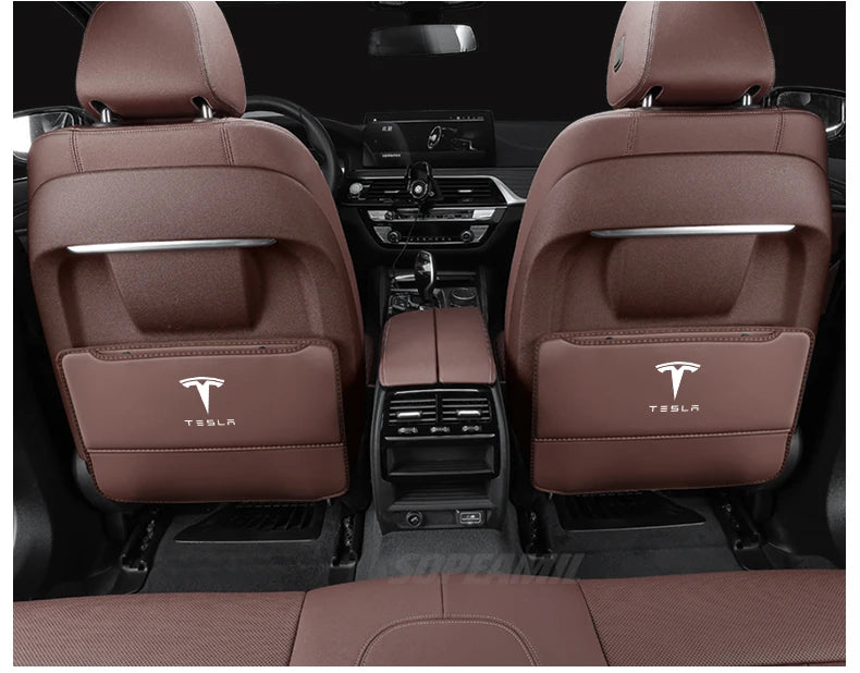 Car Seat Back Storage Bag Seat Rear Anti-wear Backrest Protection Anti-kick Pad For Tesla Model 3 Model Y Model S Model X