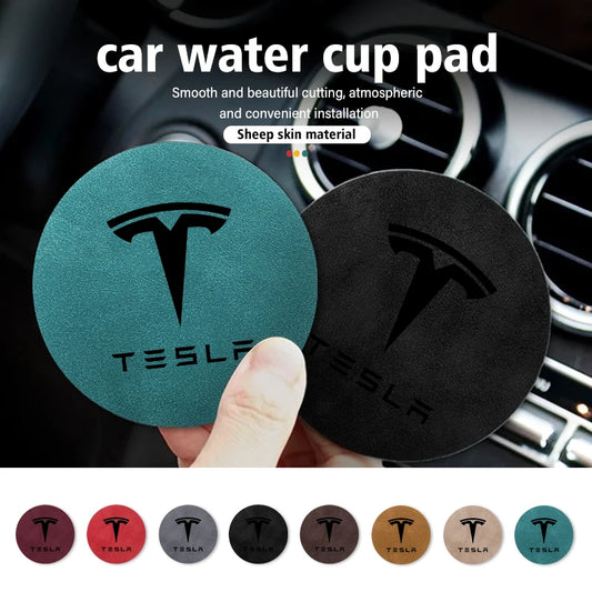 For Tesla Model 3 S Y X 2pcs Car Coaster Water Cup Bottle Holder Mat Anti-Slip Pad