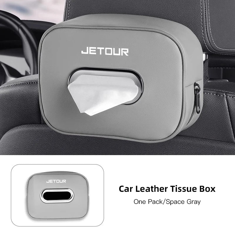Car Tissue Box Car Interior Accessories For Chery Jetour X70 X70SM X90 X95 DASHING T2 T3 Leather Tissue Storage Bag Kleenex Case
