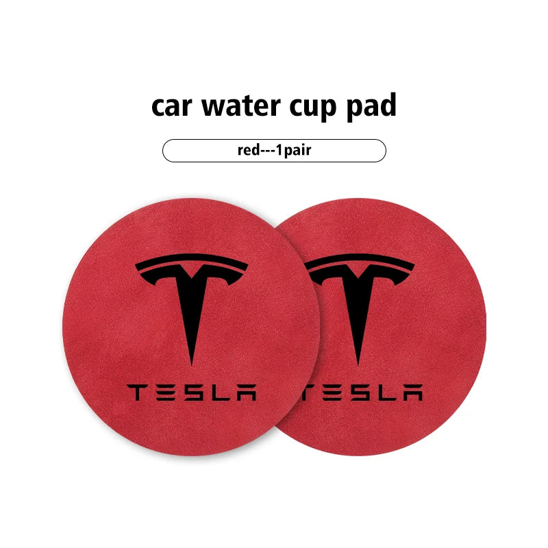For Tesla Model 3 S Y X 2pcs Car Coaster Water Cup Bottle Holder Mat Anti-Slip Pad