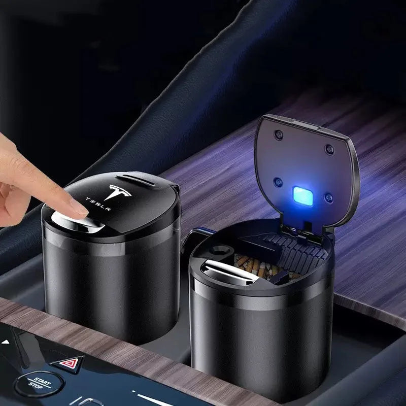 Car Ashtray Cigarette Butt Holder Container Accessories for Tesla Model 3 Model S Model X Y Portable One-Button Opening Car Ash