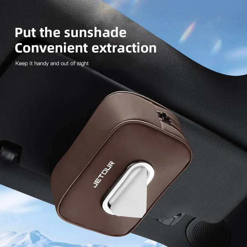 Car Tissue Box Car Interior Accessories For Chery Jetour X70 X70SM X90 X95 DASHING T2 T3 Leather Tissue Storage Bag Kleenex Case
