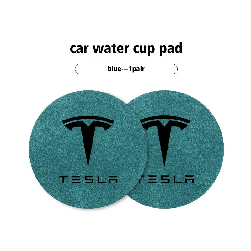 For Tesla Model 3 S Y X 2pcs Car Coaster Water Cup Bottle Holder Mat Anti-Slip Pad