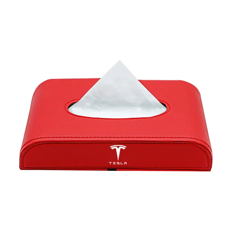 Car Armrest box Dashboard Block Type Tissue Box Leather Paper Box Holder For Tesla Model 3 S X Y Logo Car Styling Accessories