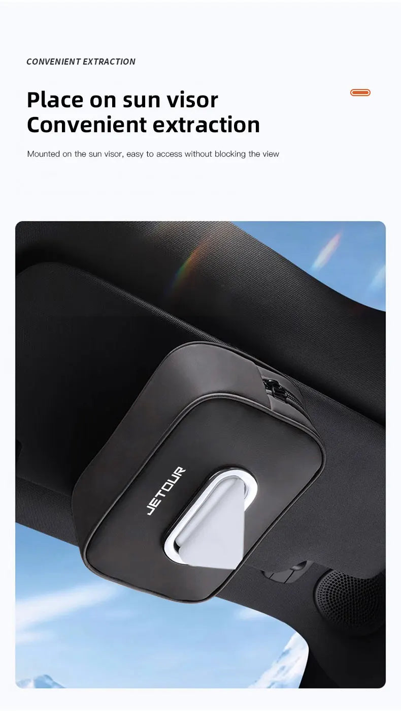 Car Tissue Box Car Interior Accessories For Chery Jetour X70 X70SM X90 X95 DASHING T2 T3 Leather Tissue Storage Bag Kleenex Case