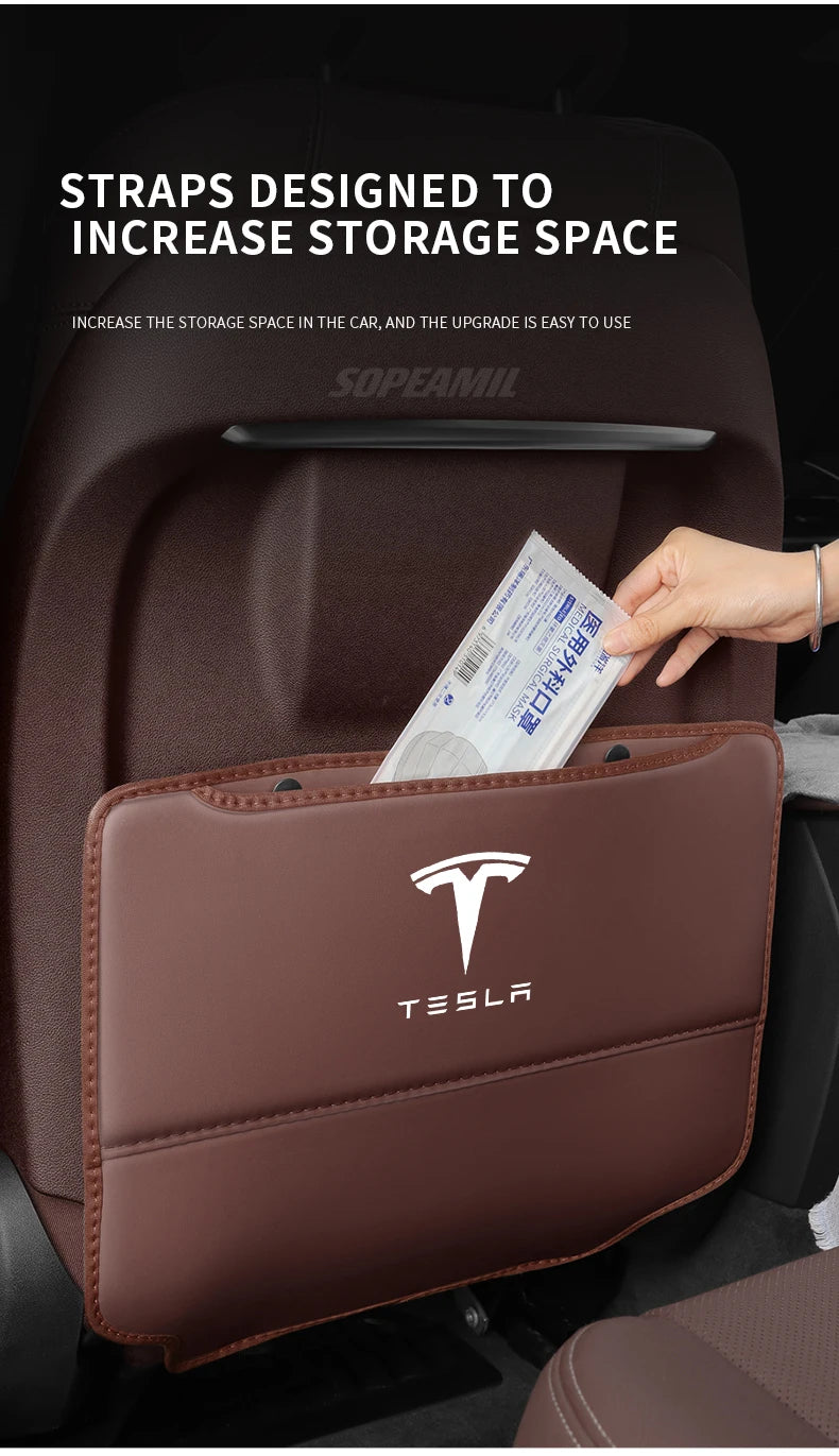 Car Seat Back Storage Bag Seat Rear Anti-wear Backrest Protection Anti-kick Pad For Tesla Model 3 Model Y Model S Model X