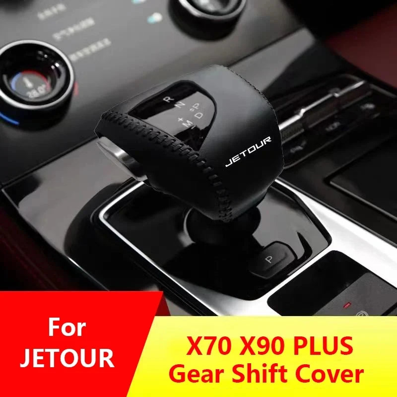 Fit Gearbox Stick Shift Collars Handle Protector Salon Gear Lever Cover Shifter Knob Leather Case For JETOUR X70 X90 PLUS
