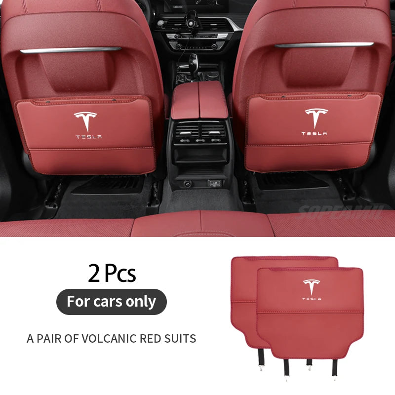 Car Seat Back Storage Bag Seat Rear Anti-wear Backrest Protection Anti-kick Pad For Tesla Model 3 Model Y Model S Model X