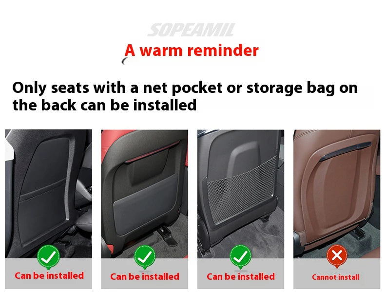 Car Seat Back Storage Bag Seat Rear Anti-wear Backrest Protection Anti-kick Pad For Tesla Model 3 Model Y Model S Model X