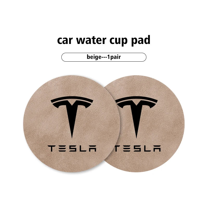 For Tesla Model 3 S Y X 2pcs Car Coaster Water Cup Bottle Holder Mat Anti-Slip Pad