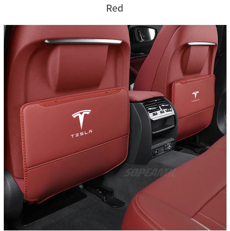 Car Seat Back Storage Bag Seat Rear Anti-wear Backrest Protection Anti-kick Pad For Tesla Model 3 Model Y Model S Model X