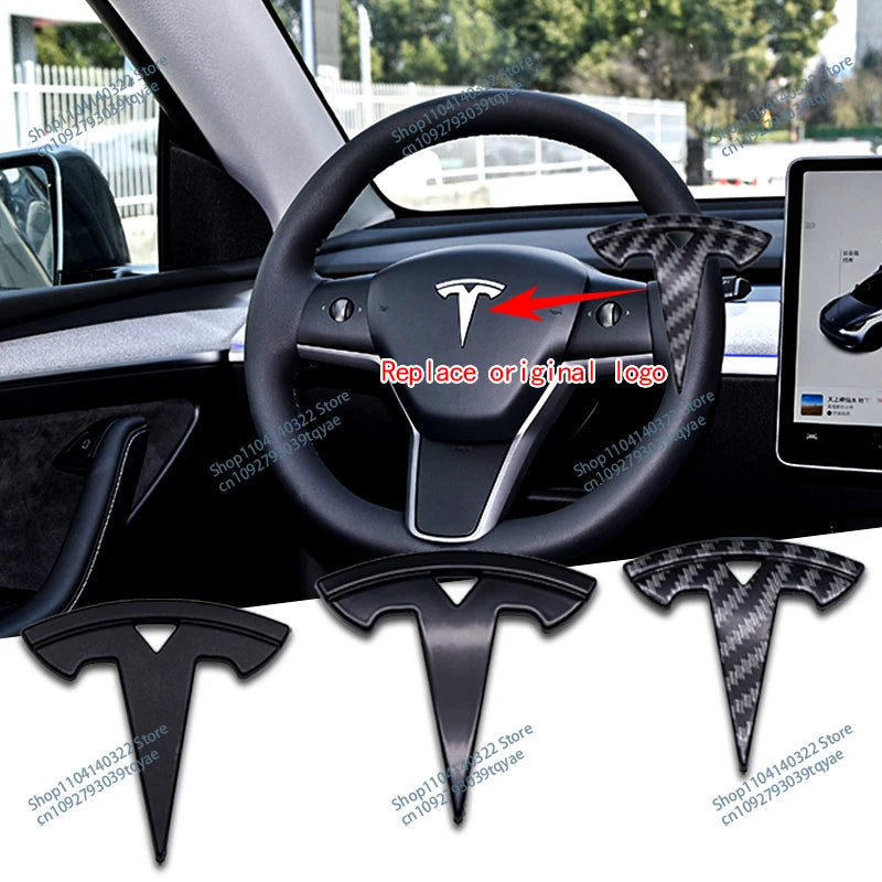 Car Styling Badge Car Steering Wheel Center Replacement Sticker For Tesla Model S X Y 3 Roadster Elantra Badge Decal Accessories