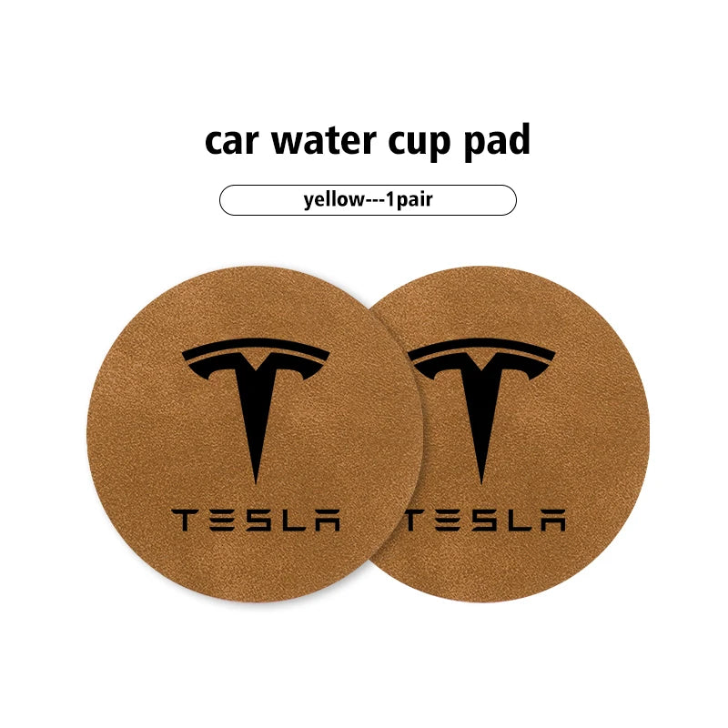 For Tesla Model 3 S Y X 2pcs Car Coaster Water Cup Bottle Holder Mat Anti-Slip Pad