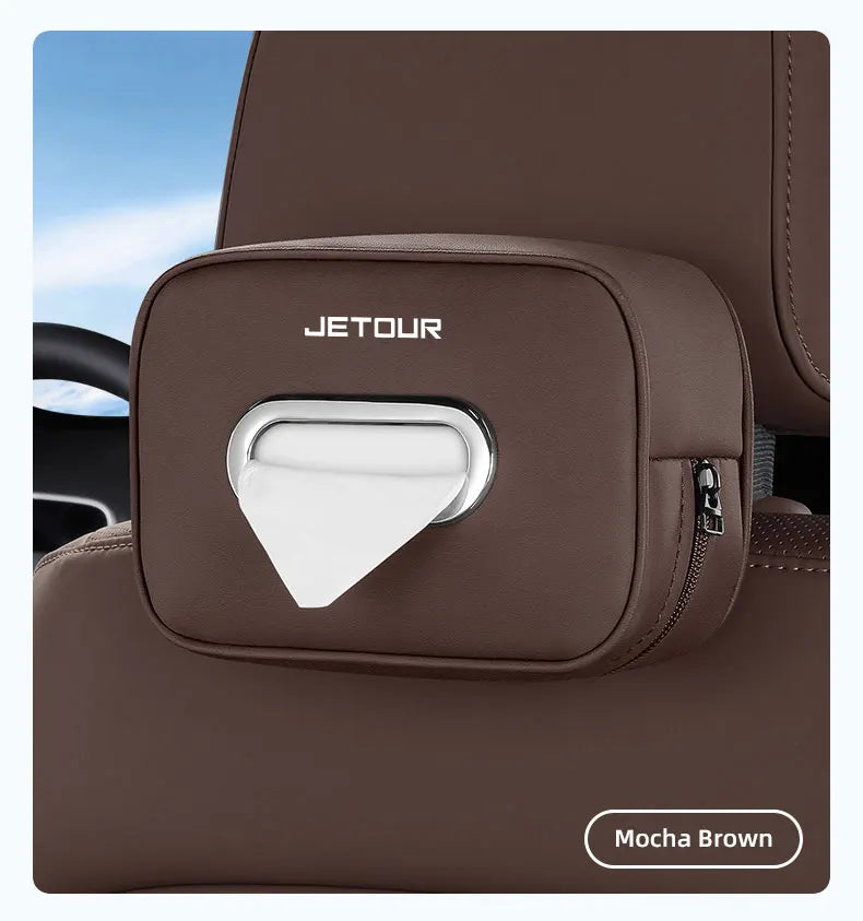 Car Tissue Box Car Interior Accessories For Chery Jetour X70 X70SM X90 X95 DASHING T2 T3 Leather Tissue Storage Bag Kleenex Case
