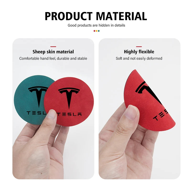 For Tesla Model 3 S Y X 2pcs Car Coaster Water Cup Bottle Holder Mat Anti-Slip Pad