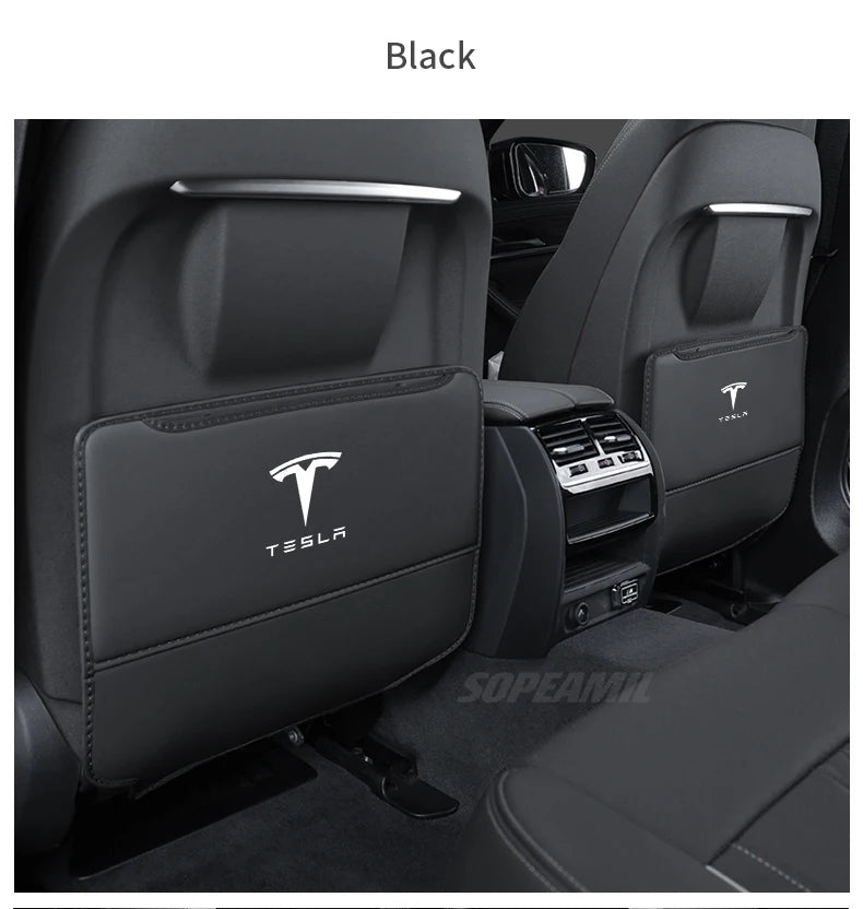 Car Seat Back Storage Bag Seat Rear Anti-wear Backrest Protection Anti-kick Pad For Tesla Model 3 Model Y Model S Model X